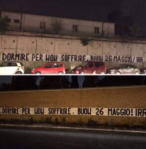 26 maggio, lo sfottò continua: nuovo striscione della Nord – FOTO