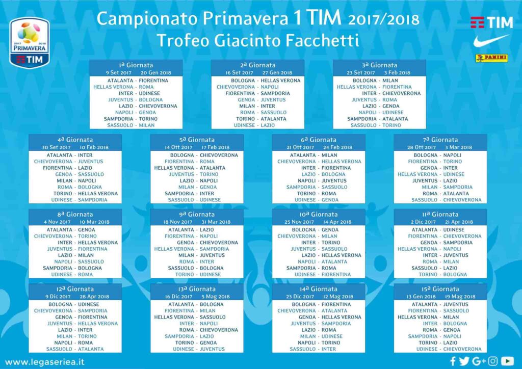 Primavera - La Lega ha reso noto il calendario della nuova stagione 1 CampPrimavera2017