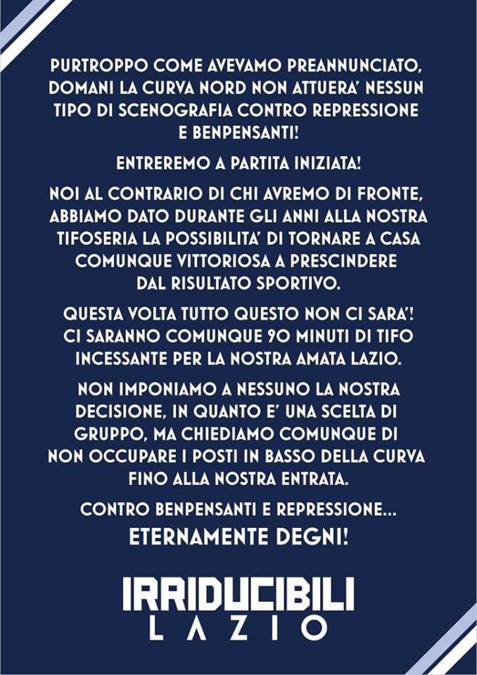 comunicato curva nord
