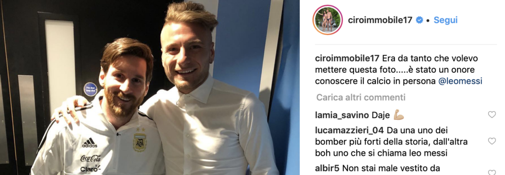 Immobile e la foto con Messi: «E' stato un onore conoscere il calcio in persona» - Foto 1 Messi