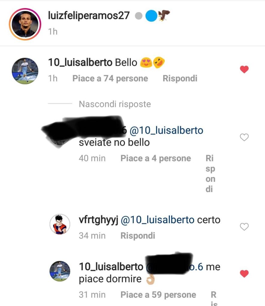 instagram botta risposta luis alberto tifoso