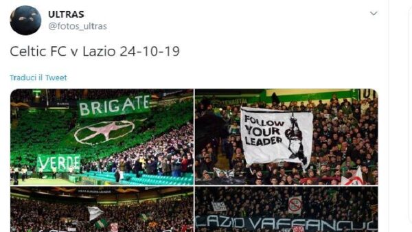 celtic lazio tifosi striscione mussolini