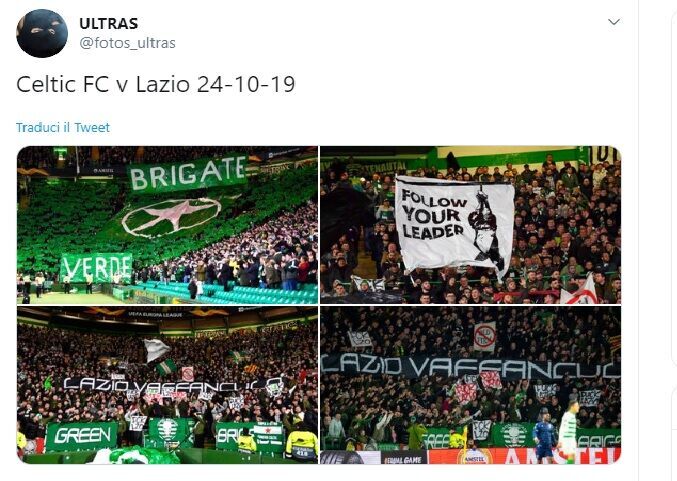 celtic lazio tifosi striscione mussolini