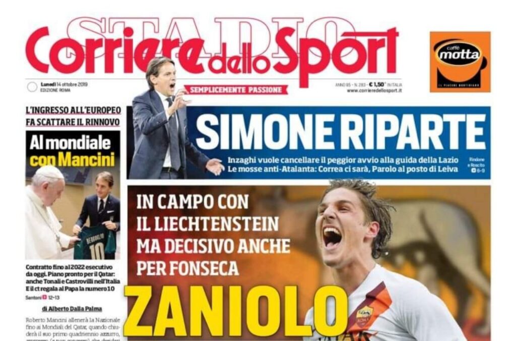 Lazio, le prime pagine dei quotidiani sportivi - 14 ottobre 2019 1 Prime pagine