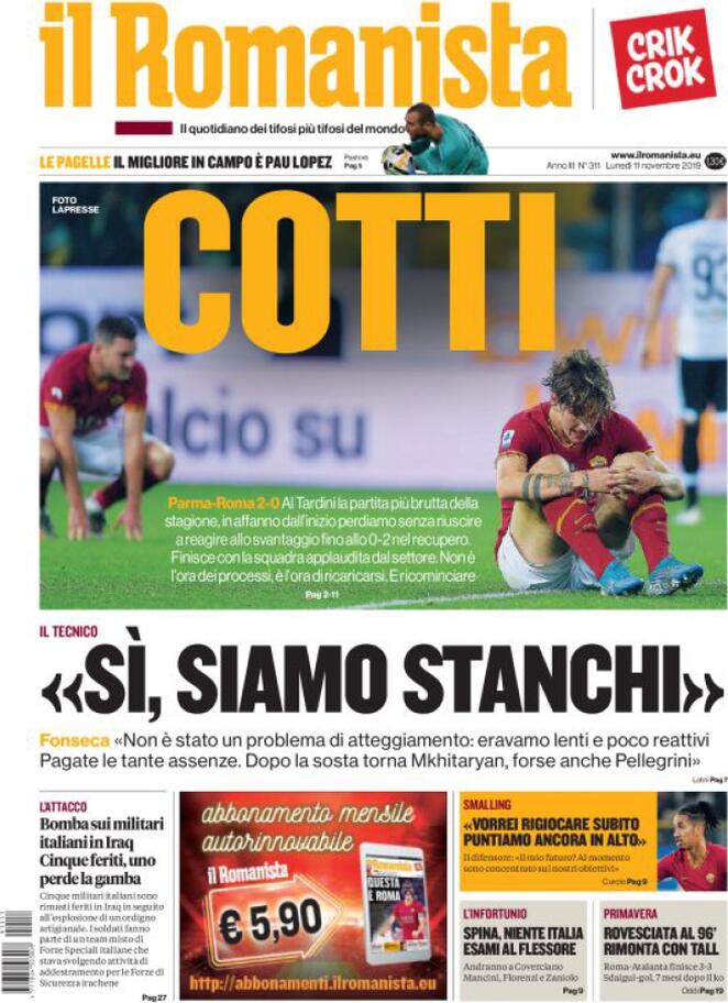 il romanista 2019 11 11 5dc8daa76c70f