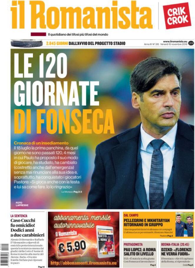 il romanista 2019 11 15 5dce20a0d1956