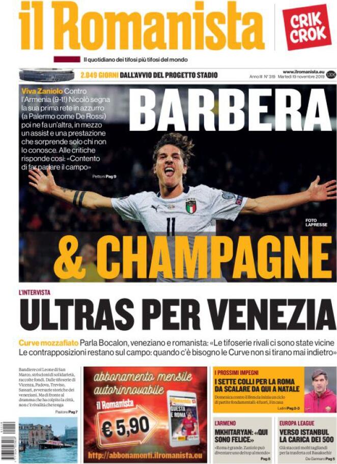 il romanista 2019 11 19 5dd3656df13ba