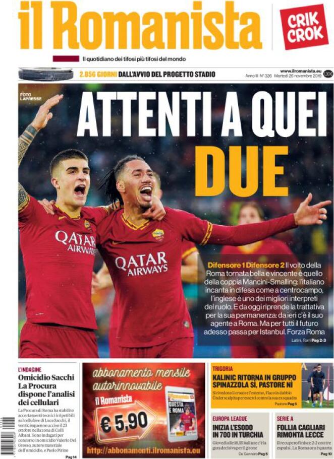 il romanista 2019 11 26 5ddca10fec22b