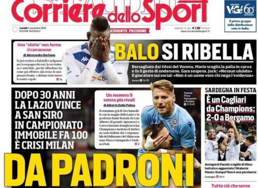 Lazio, le prime pagine dei quotidiani sportivi - 4 novembre 2018 1 photo 2019 11 04 08.05.28