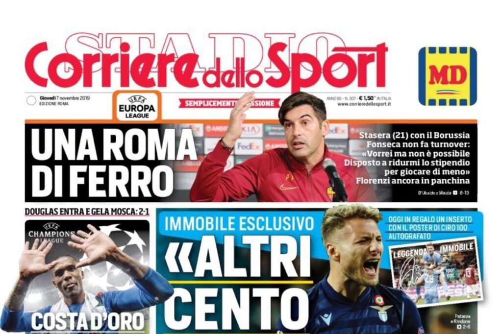 Lazio, le prime pagine dei quotidiani sportivi - 7 novembre 2019 1 photo 2019 11 07 08.06.45