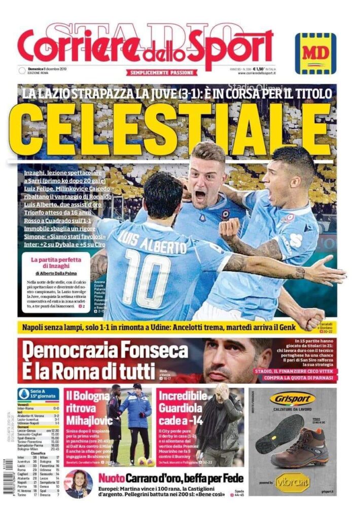 Lazio, le prime pagine dei quotidiani sportivi – 8 dicembre 1 433DD088 894A 43D1 A3F0 A4D7CE0CA6D9