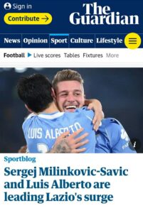 Lazio, anche il Guardian ti celebra FOTO