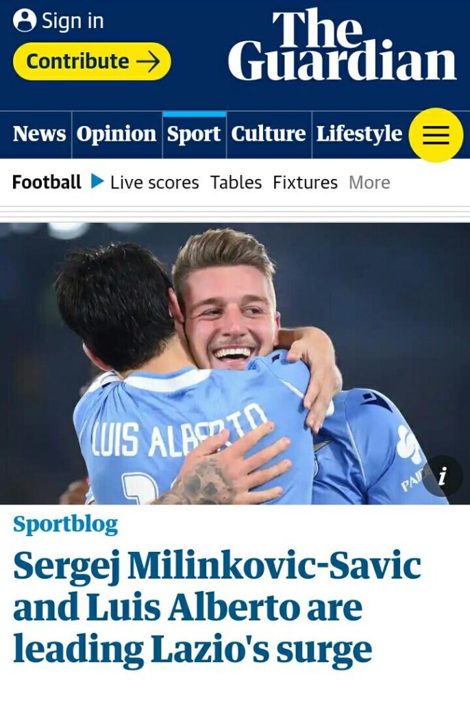 Lazio, anche il Guardian ti celebra FOTO 1 lazio guardian