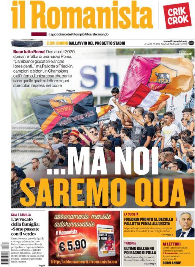 il romanista 2019 12 31 5e0ac55dcb787