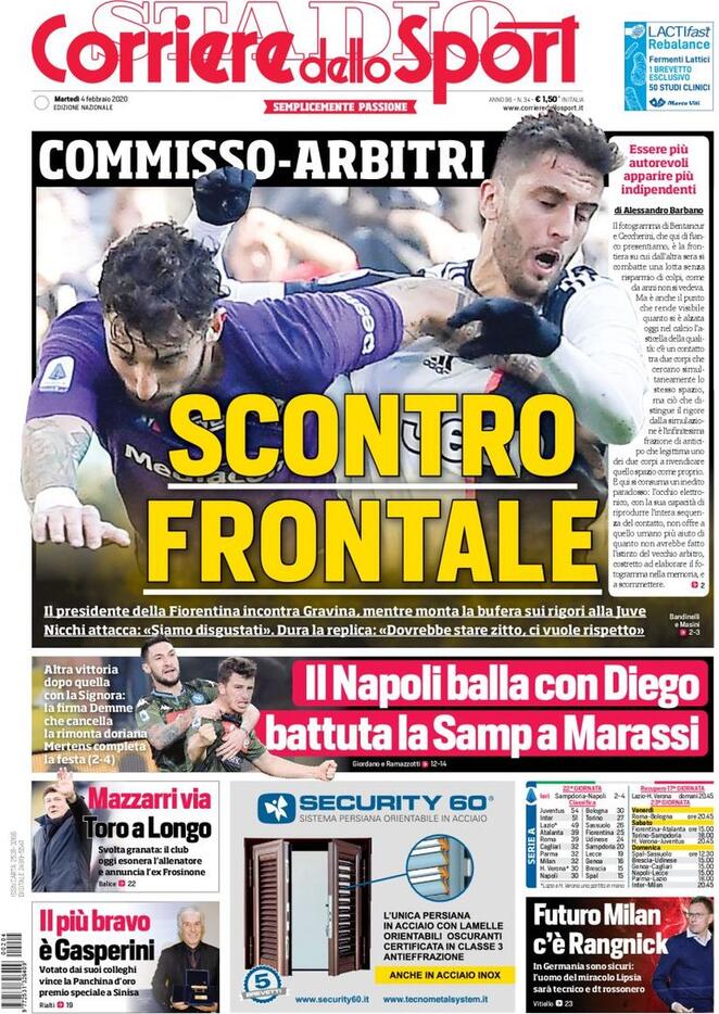Lazio, le prime pagine dei quotidiani sportivi – 4 febbraio 27 corriere dello sport 2020 02 04 5e38a8fe257eb