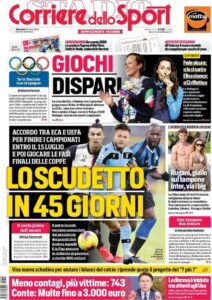Le prime pagine dei principali quotidiani sportivi di oggi – 25 marzo