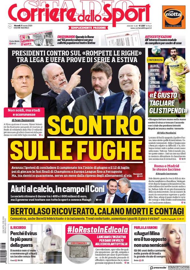 Le prime pagine dei principali quotidiani sportivi - 26 marzo 21 EUA50aVXYAANlTU