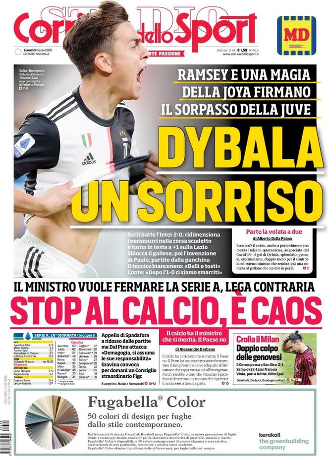 corriere dello sport 2020 03 09 5e65855271a00