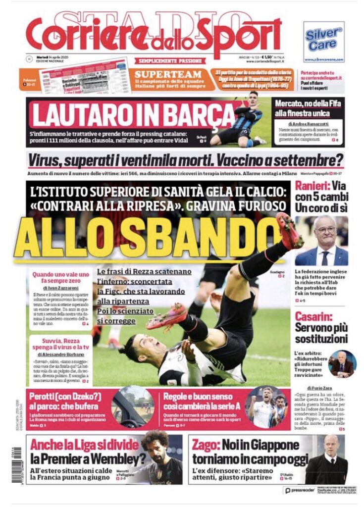 Le prime pagine dei principali quotidiani sportivi – 14 Aprile 1 4264DCEC DB64 4936 B88E F2FEFD303F82