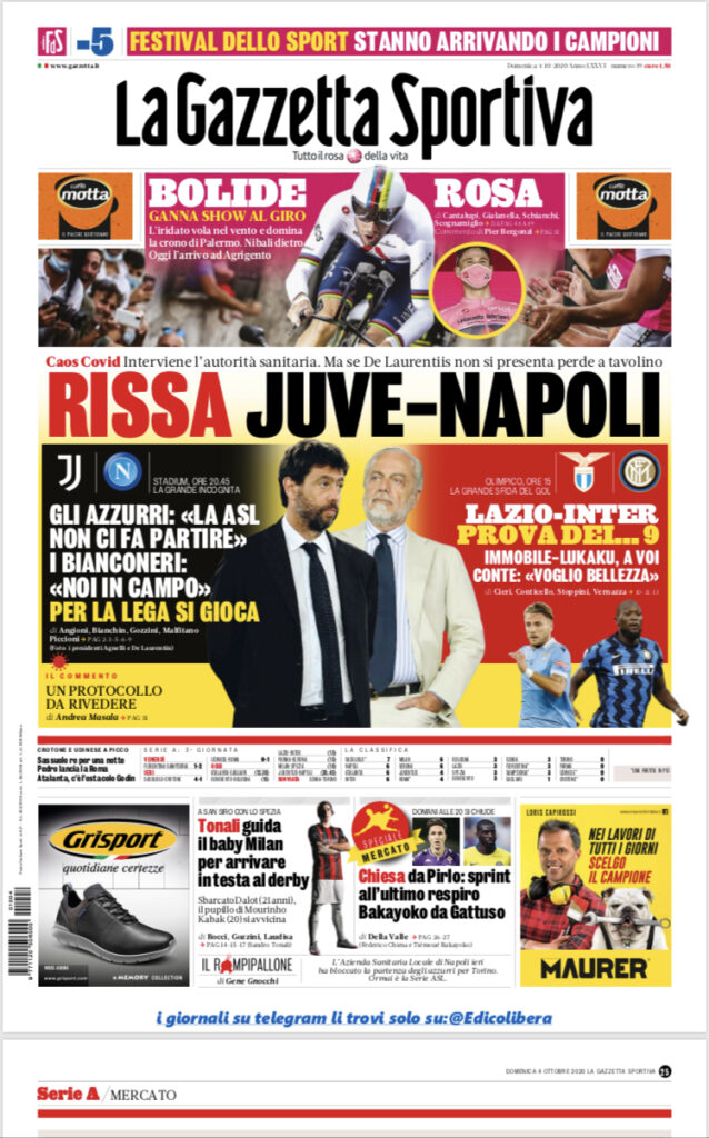 Rassegna stampa Lazio: le prime pagine dei quotidiani sportivi del 4 ottobre 2020 1 AF4BFB73 AD0B 4D72 8987 5A607859E349