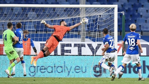 Quagliarella gol Strakosha