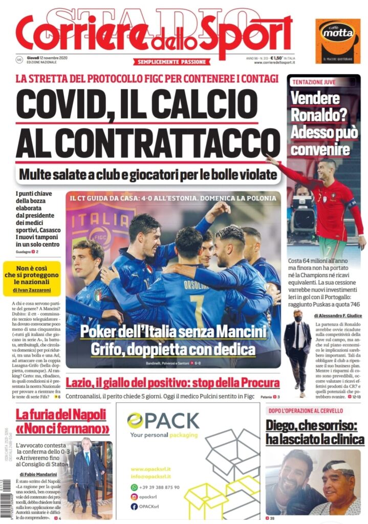 Le prime pagine dei principali quotidiani sportivi - 12 novembre 1 DDFE348E 8271 471D 9CA2 6736B3F476C7