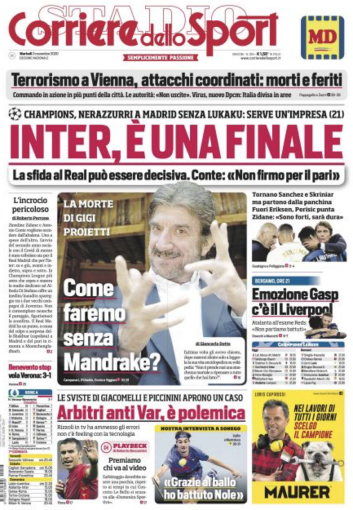 Rassegna stampa Lazio, le prime pagine dei quotidiani sportivi: 3 novembre 1 Schermata 2020 11 03 alle 08.21.15
