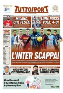 Prima pagina TuttoSport 15 02 2021