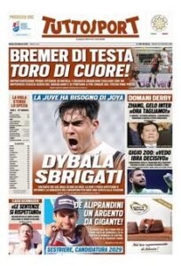 Prima pagina TuttoSport 20 02 2021