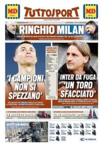 Prima pagina TuttoSport 14 03 2021