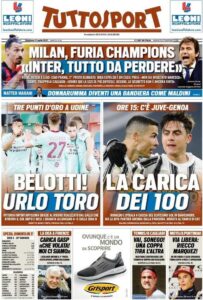 Prima pagina TuttoSport 11 04 2021