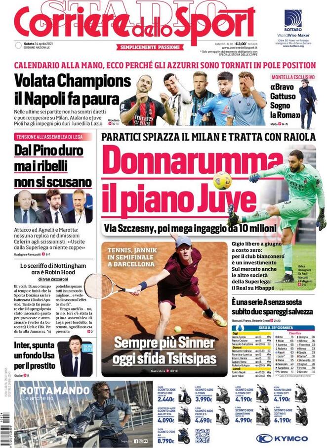 corriere dello sport prima pagina 24 aprile