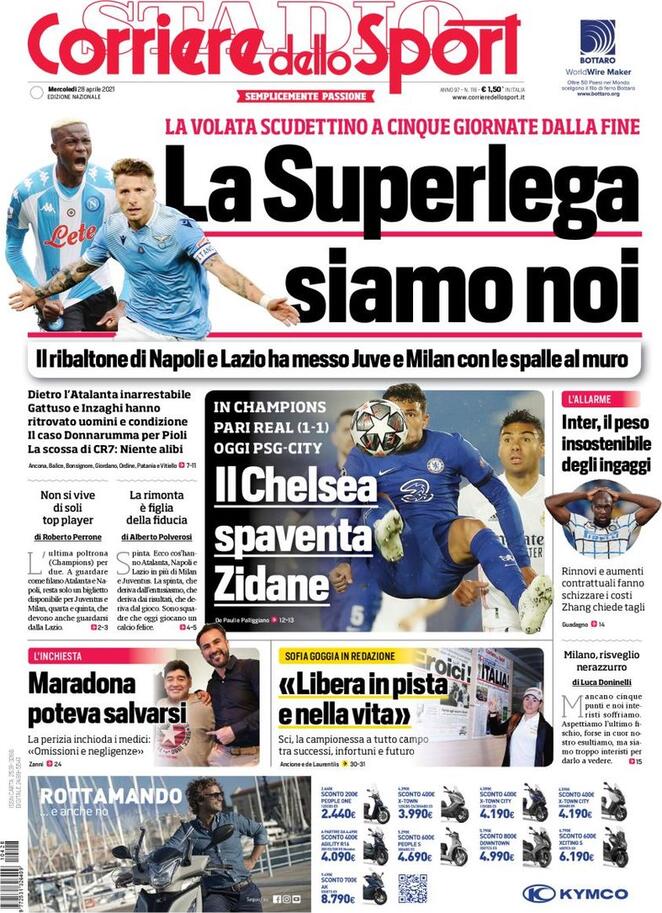prima pagina corriere dello sport 28 aprile
