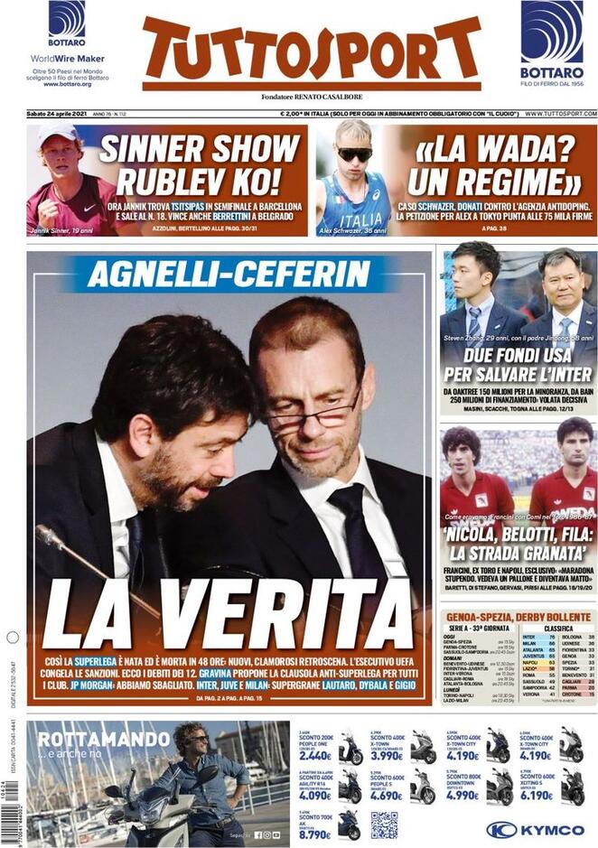 tuttosport prima pagina 24 aprile
