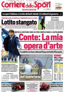 Prima pagina Corriere 1 05 2021