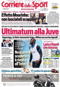 Prima pagina Corriere 8 05 2021