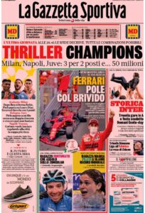 Prima pagina Gazzetta 23 05 2021