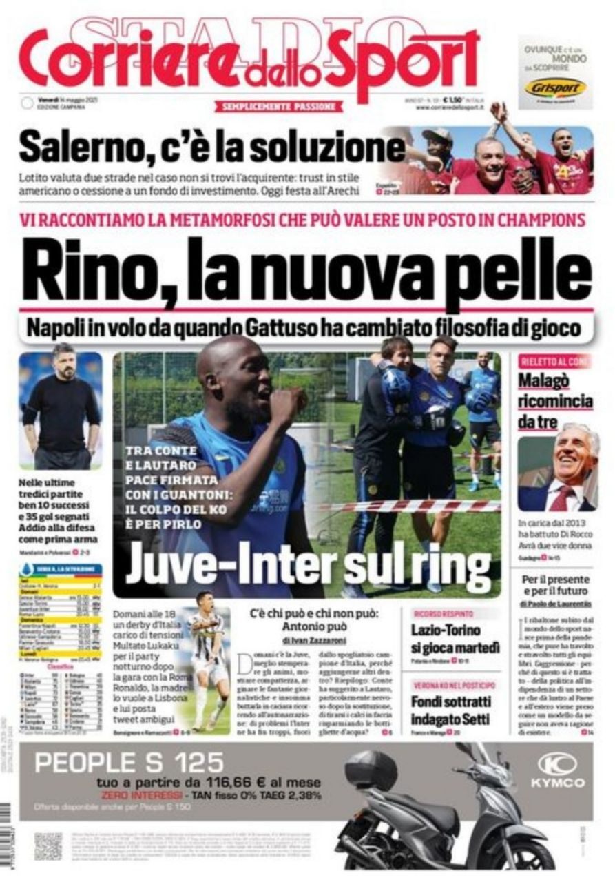 prima pagina corriere dello sport 14 maggio