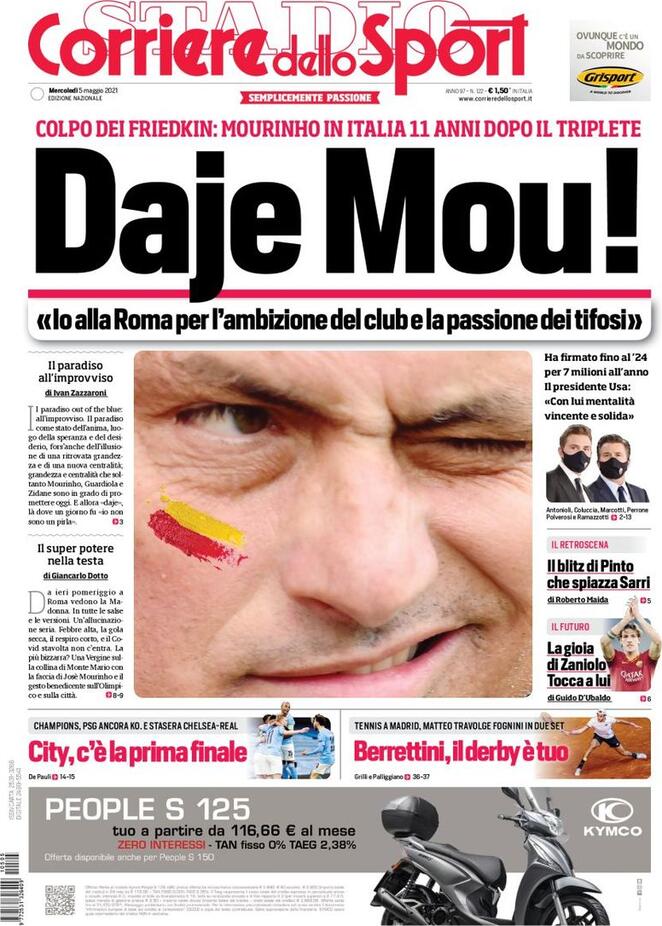 prima pagina corriere dello sport 5 maggio