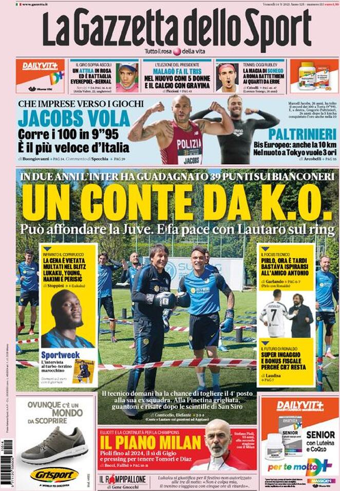 prima pagina gazzetta dello sport 14 maggio