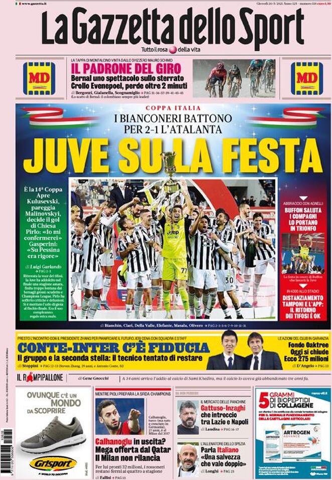 prima pagina gazzetta dello sport 20 maggio