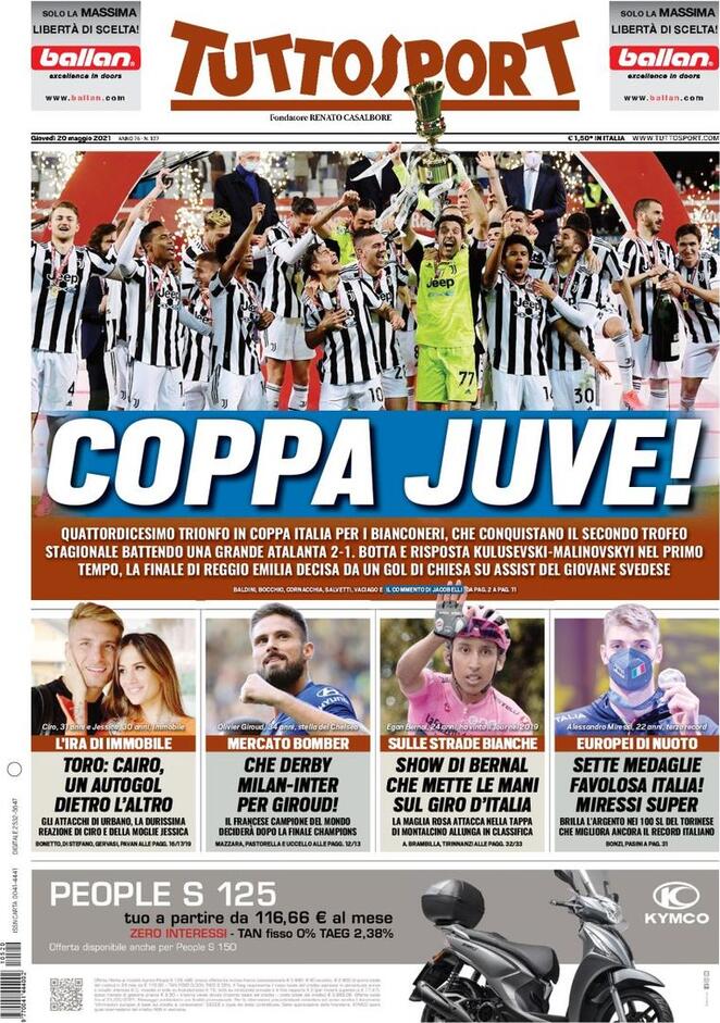 prima pagina tuttosport 20 maggio
