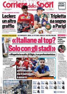 Prima pagina Corriere 6 06 2021
