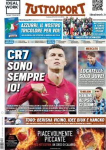 Prima pagina TuttoSport 24 06 2021