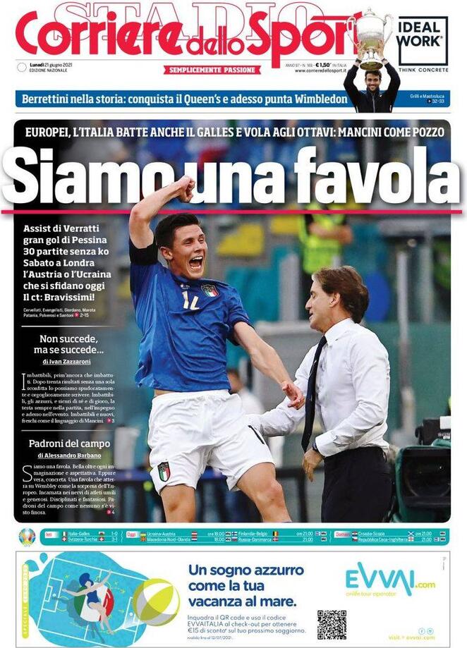 prima pagina corriere dello sport 21 giugno