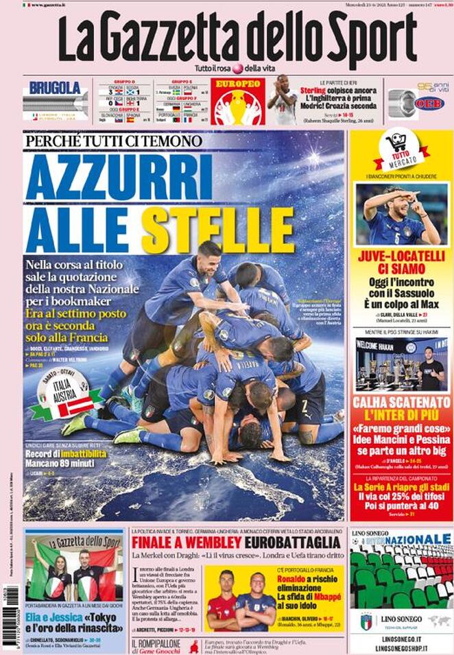 prima pagina gazzetta dello sport 23 giugno