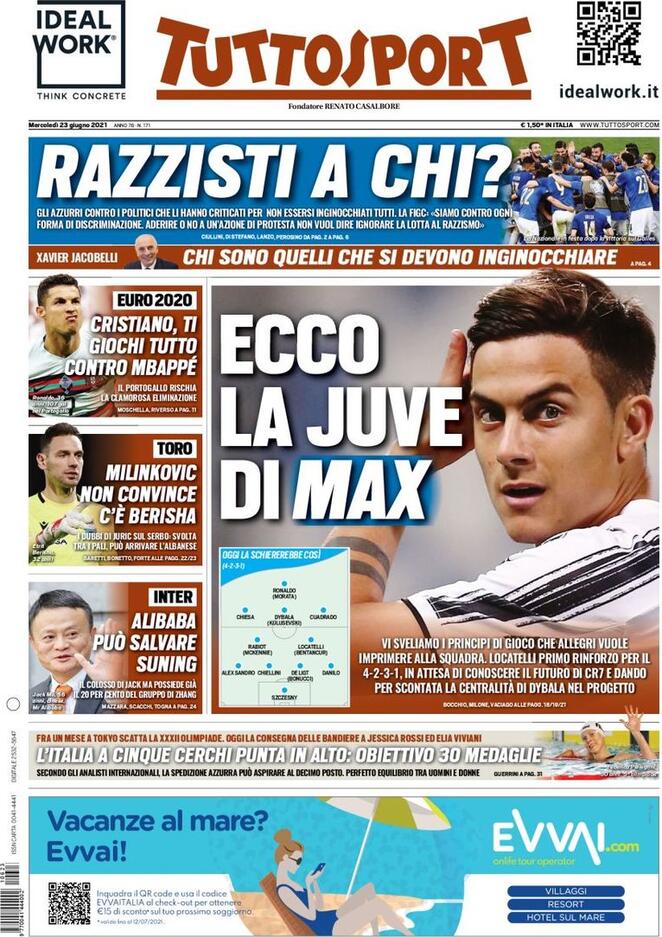 prima pagina tuttosport 23 giugno