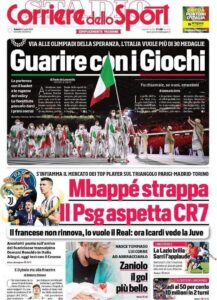 Prima pagina Corriere 24 07 2021