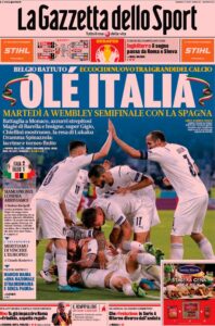 Prima pagina Gazzetta 3 07 2021