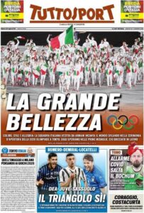 Prima pagina TuttoSport 24 07 2021
